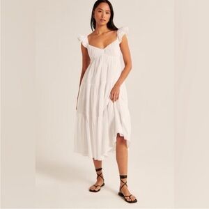 Abercrombie ruffle sleeve poplin “maxi” dress